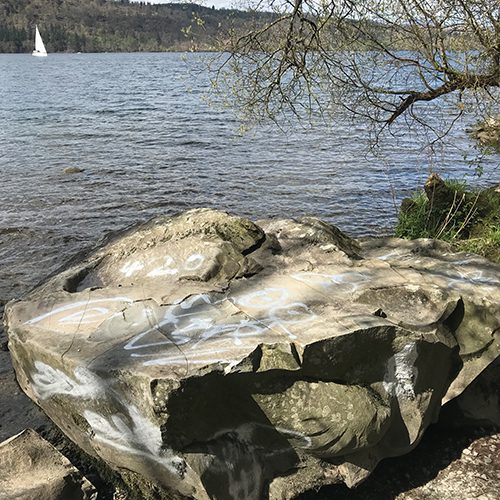 spray painted rock